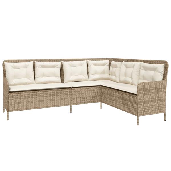 Grote foto vidaxl 2 delige loungeset met kussens poly rattan beige tuin en terras tuinmeubelen
