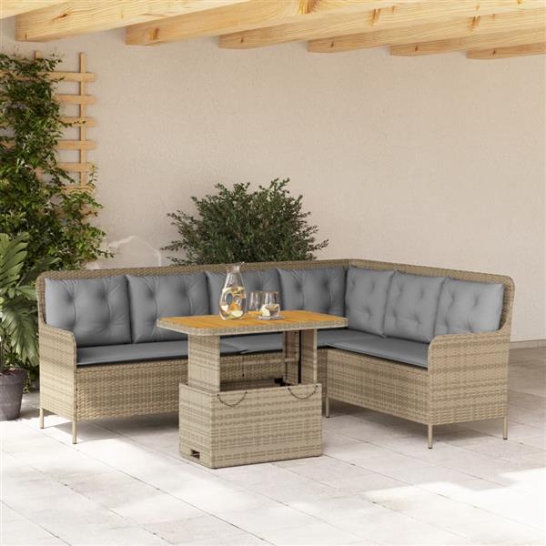 Grote foto vidaxl 2 delige loungeset met kussens poly rattan beige tuin en terras tuinmeubelen