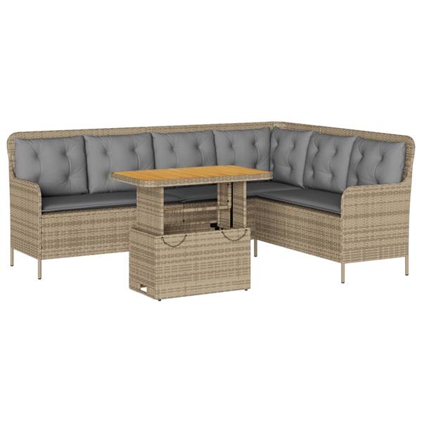 Grote foto vidaxl 2 delige loungeset met kussens poly rattan beige tuin en terras tuinmeubelen