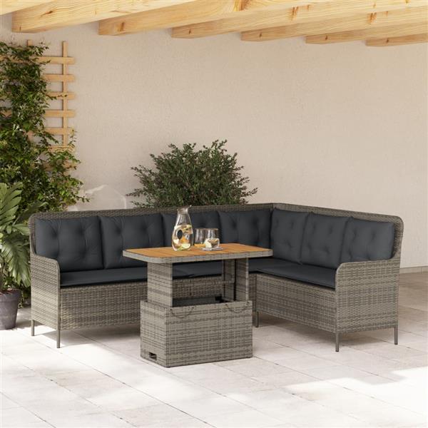 Grote foto vidaxl 2 delige loungeset met kussens poly rattan grijs tuin en terras tuinmeubelen