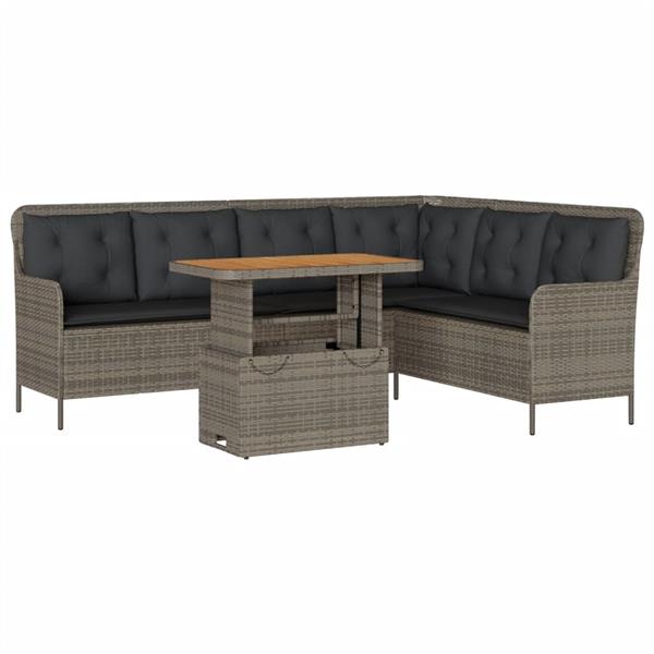 Grote foto vidaxl 2 delige loungeset met kussens poly rattan grijs tuin en terras tuinmeubelen