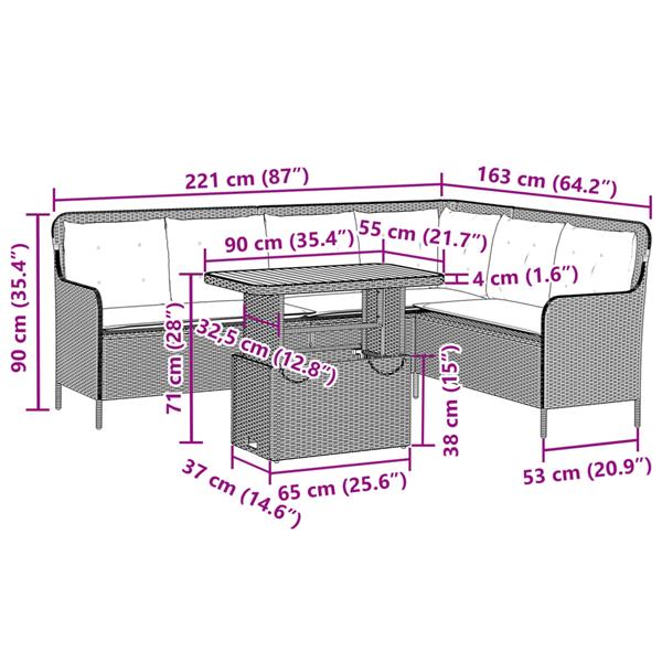 Grote foto vidaxl 2 delige loungeset met kussens poly rattan grijs tuin en terras tuinmeubelen