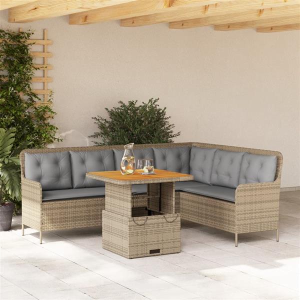 Grote foto vidaxl 2 delige loungeset met kussens poly rattan beige tuin en terras tuinmeubelen