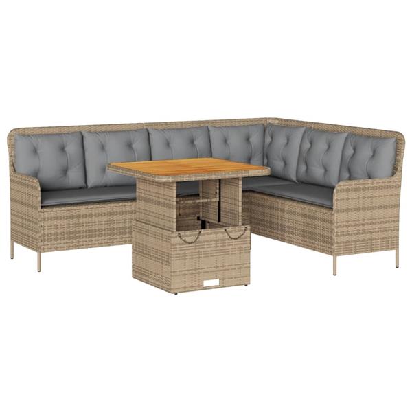 Grote foto vidaxl 2 delige loungeset met kussens poly rattan beige tuin en terras tuinmeubelen