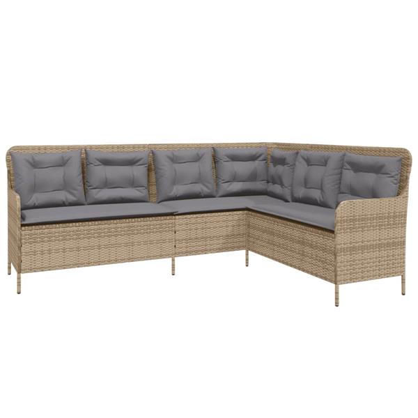 Grote foto vidaxl 2 delige loungeset met kussens poly rattan beige tuin en terras tuinmeubelen