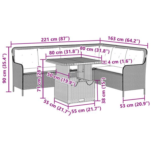 Grote foto vidaxl 2 delige loungeset met kussens poly rattan beige tuin en terras tuinmeubelen