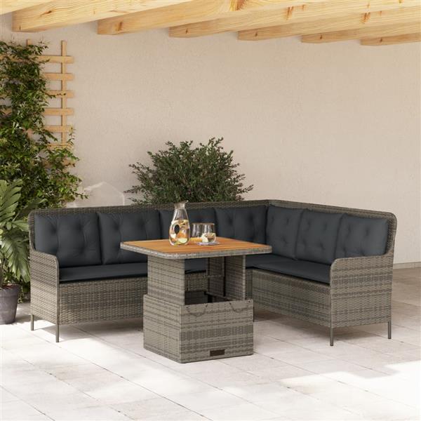 Grote foto vidaxl 2 delige loungeset met kussens poly rattan grijs tuin en terras tuinmeubelen