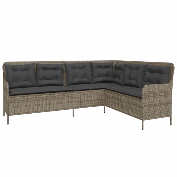 Grote foto vidaxl 2 delige loungeset met kussens poly rattan grijs tuin en terras tuinmeubelen