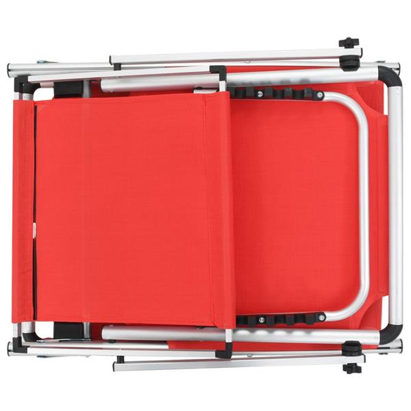 Grote foto vidaxl ligbed inklapbaar met dak aluminium en textileen rood tuin en terras tuinmeubelen