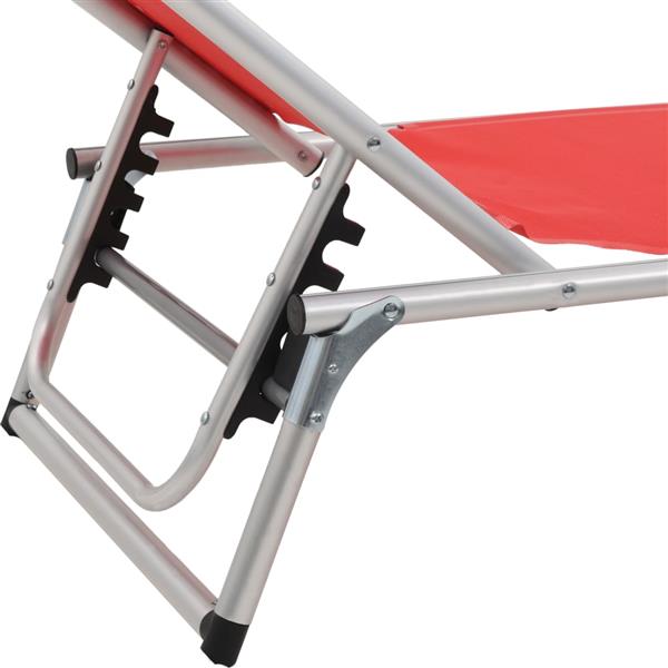 Grote foto vidaxl ligbed inklapbaar met dak aluminium en textileen rood tuin en terras tuinmeubelen