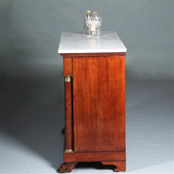Grote foto empire penantkast ca 1810 in mahonie met marmer blad no.300215 antiek en kunst stoelen en banken