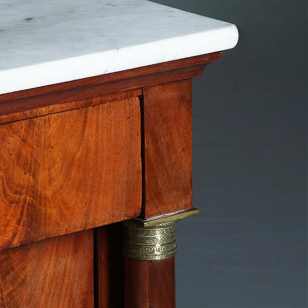 Grote foto empire penantkast ca 1810 in mahonie met marmer blad no.300215 antiek en kunst stoelen en banken