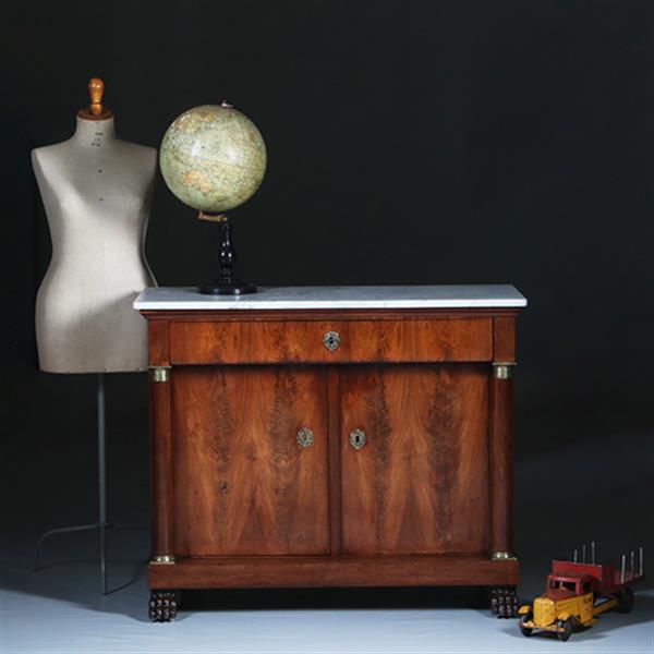 Grote foto empire penantkast ca 1810 in mahonie met marmer blad no.300215 antiek en kunst stoelen en banken