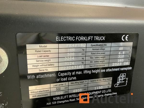 Grote foto noblelift fe4p16qc 2024 vorkheftruck 1.6t verstelbare lepels elektrisch agrarisch heftrucks