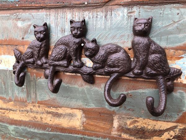 Grote foto kapstok met katten bruin gietijzer tuin en terras overige tuin en terras