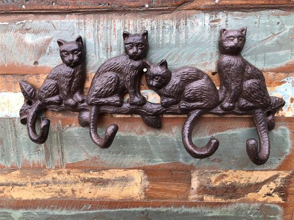 Grote foto kapstok met katten bruin gietijzer tuin en terras overige tuin en terras
