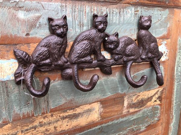 Grote foto kapstok met katten bruin gietijzer tuin en terras overige tuin en terras