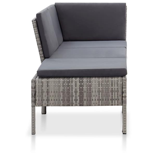 Grote foto vidaxl 3 delige loungeset met kussens poly rattan grijs tuin en terras tuinmeubelen