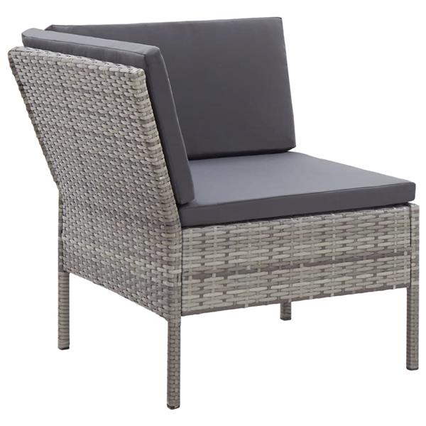 Grote foto vidaxl 3 delige loungeset met kussens poly rattan grijs tuin en terras tuinmeubelen