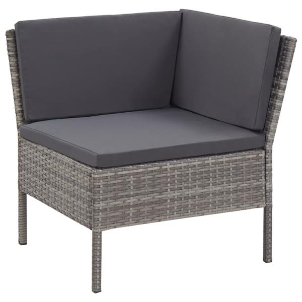 Grote foto vidaxl 3 delige loungeset met kussens poly rattan grijs tuin en terras tuinmeubelen