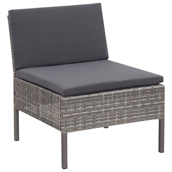 Grote foto vidaxl 3 delige loungeset met kussens poly rattan grijs tuin en terras tuinmeubelen