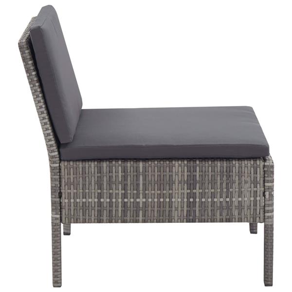 Grote foto vidaxl 3 delige loungeset met kussens poly rattan grijs tuin en terras tuinmeubelen
