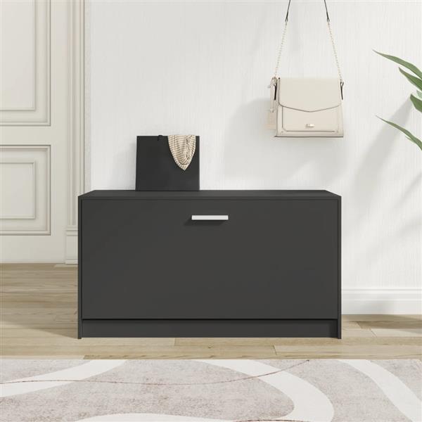 Grote foto vidaxl schoenenbank 80x24x45 cm bewerkt hout zwart huis en inrichting overige