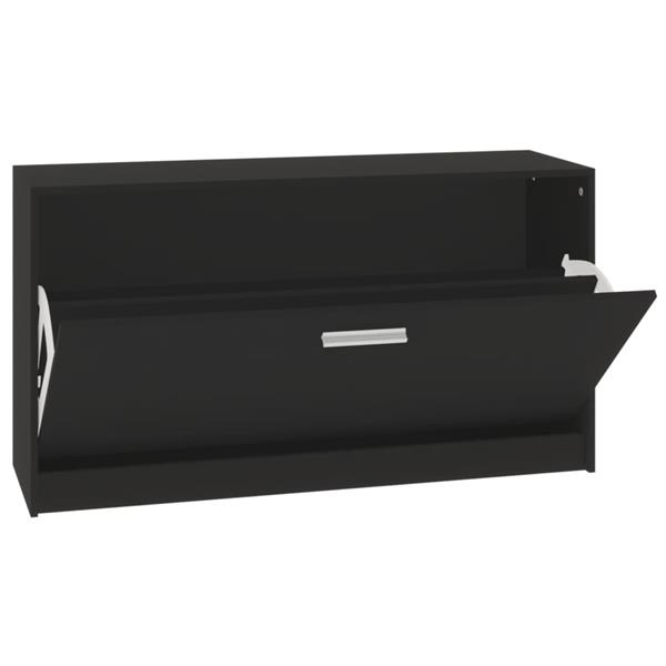 Grote foto vidaxl schoenenbank 80x24x45 cm bewerkt hout zwart huis en inrichting overige