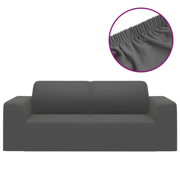 Grote foto vidaxl tweezitsbankhoes stretch polyester jersey antracietkleurig tuin en terras tuinmeubelen