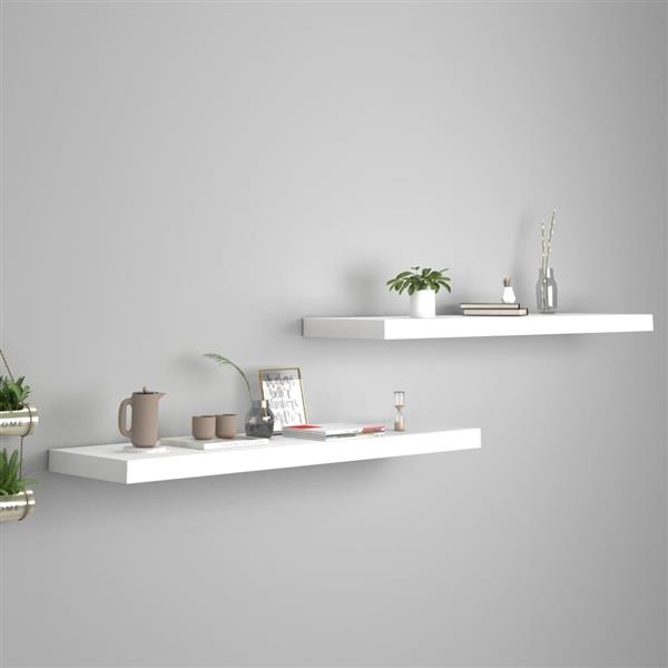 Grote foto vidaxl wandschappen zwevend 2 st 90x23 5x3 8 cm mdf wit huis en inrichting woningdecoratie