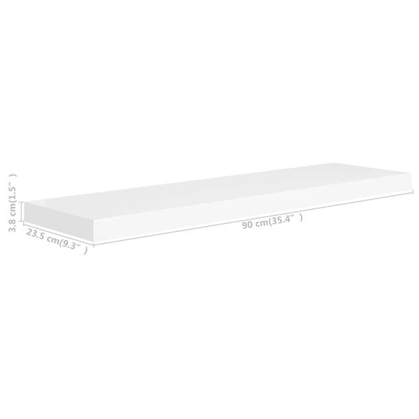 Grote foto vidaxl wandschappen zwevend 2 st 90x23 5x3 8 cm mdf wit huis en inrichting woningdecoratie