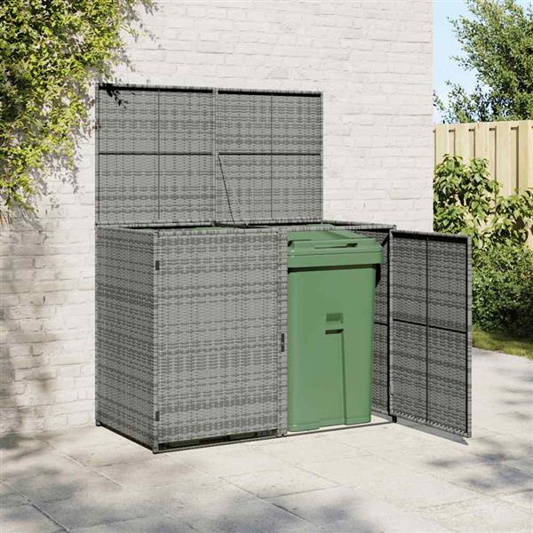 Grote foto vidaxl containerberging dubbel 148x77x111 cm poly rattan antraciet tuin en terras tuinhuisjes en blokhutten