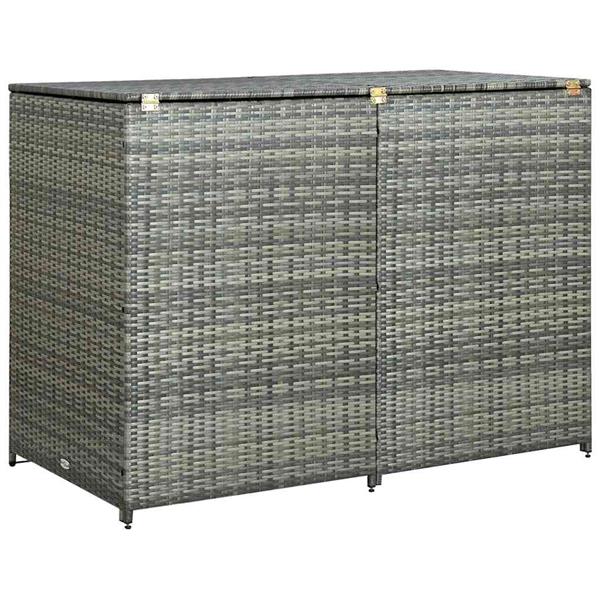 Grote foto vidaxl containerberging dubbel 148x77x111 cm poly rattan antraciet tuin en terras tuinhuisjes en blokhutten