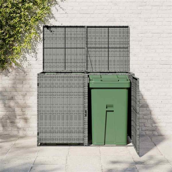 Grote foto vidaxl containerberging dubbel 148x77x111 cm poly rattan antraciet tuin en terras tuinhuisjes en blokhutten