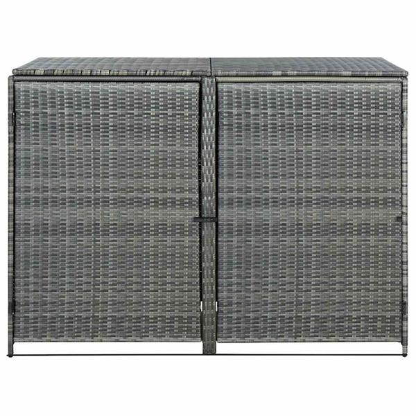 Grote foto vidaxl containerberging dubbel 148x77x111 cm poly rattan antraciet tuin en terras tuinhuisjes en blokhutten