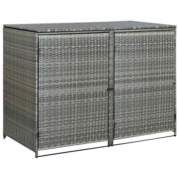 Grote foto vidaxl containerberging dubbel 148x77x111 cm poly rattan antraciet tuin en terras tuinhuisjes en blokhutten