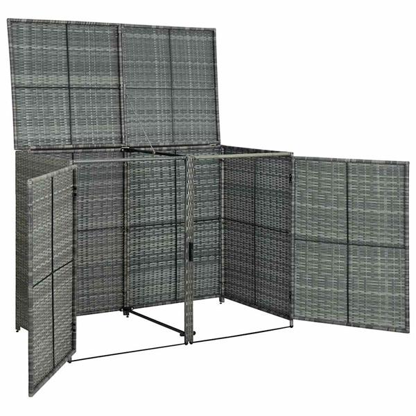 Grote foto vidaxl containerberging dubbel 148x77x111 cm poly rattan antraciet tuin en terras tuinhuisjes en blokhutten