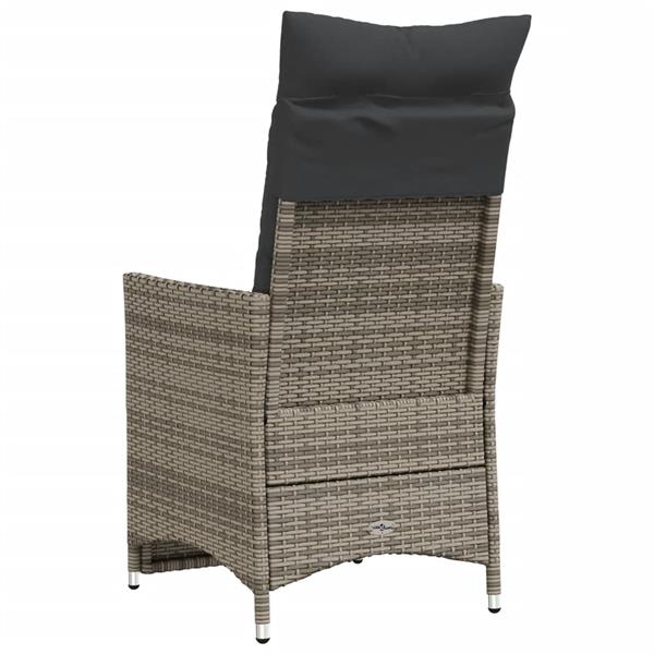 Grote foto vidaxl tuinstoel verstelbaar met kussens poly rattan grijs tuin en terras tuinmeubelen
