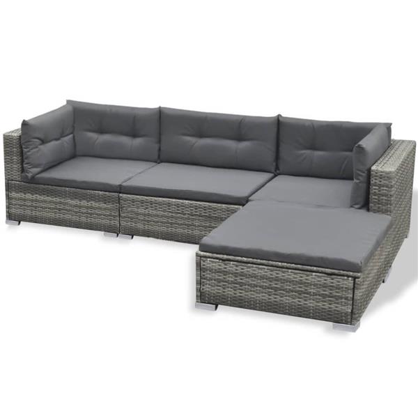 Grote foto vidaxl 6 delige loungeset met kussens poly rattan grijs tuin en terras tuinmeubelen