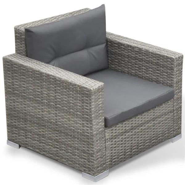 Grote foto vidaxl 6 delige loungeset met kussens poly rattan grijs tuin en terras tuinmeubelen