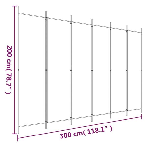 Grote foto vidaxl kamerscherm met 6 panelen 300x200 cm stof wit huis en inrichting overige huis en inrichting