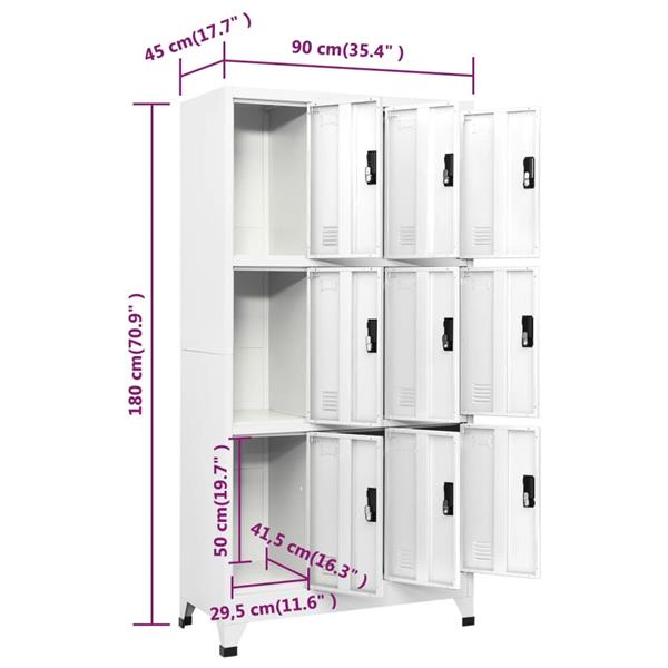 Grote foto vidaxl lockerkast 90x45x180 cm staal wit huis en inrichting overige