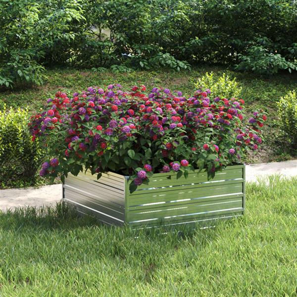 Grote foto vidaxl plantenbak verhoogd 100x100x45 cm gegalvaniseerd staal zilver tuin en terras overige tuin en terras