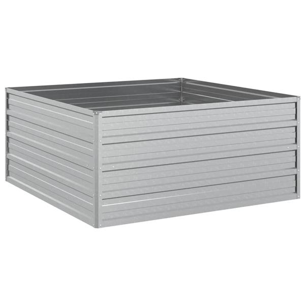 Grote foto vidaxl plantenbak verhoogd 100x100x45 cm gegalvaniseerd staal zilver tuin en terras overige tuin en terras