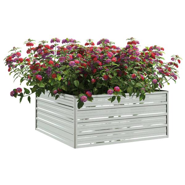 Grote foto vidaxl plantenbak verhoogd 100x100x45 cm gegalvaniseerd staal zilver tuin en terras overige tuin en terras