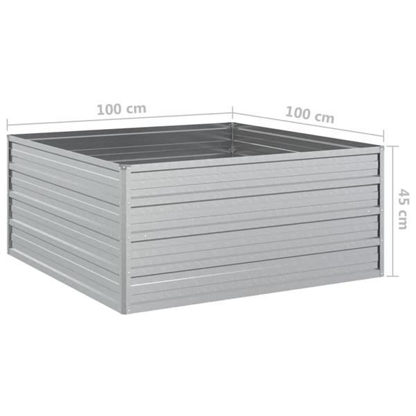 Grote foto vidaxl plantenbak verhoogd 100x100x45 cm gegalvaniseerd staal zilver tuin en terras overige tuin en terras
