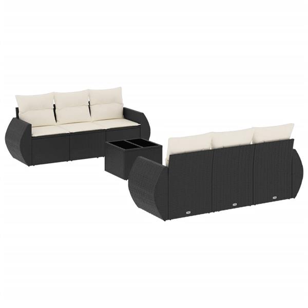 Grote foto vidaxl 7 delige loungeset met kussens poly rattan zwart tuin en terras tuinmeubelen