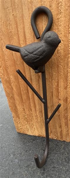Grote foto kapstokhaak vogel met takjes en ruime haak gietijzer 6y1343 huis en inrichting woningdecoratie