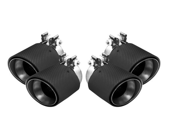Grote foto dit betreft een set bmw g90 g99 m5 carbon uitlaat sier stukken tips auto onderdelen tuning en styling