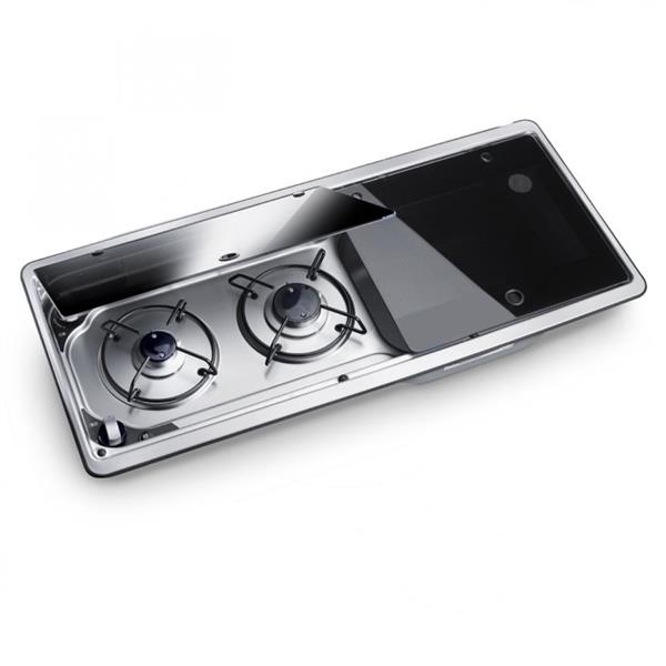 Grote foto dometic kookplaat 2 pits met spoelbak rechts mo9722r caravans en kamperen caravan accessoires